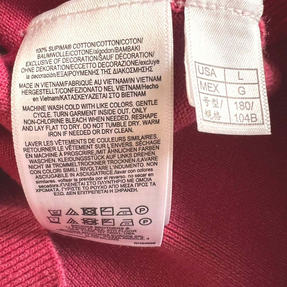 Brooks Brothers Mens Red 100% Supima Cotton Quarter Zip Preppy Sweater‎ Large L - Picture 7 of 7